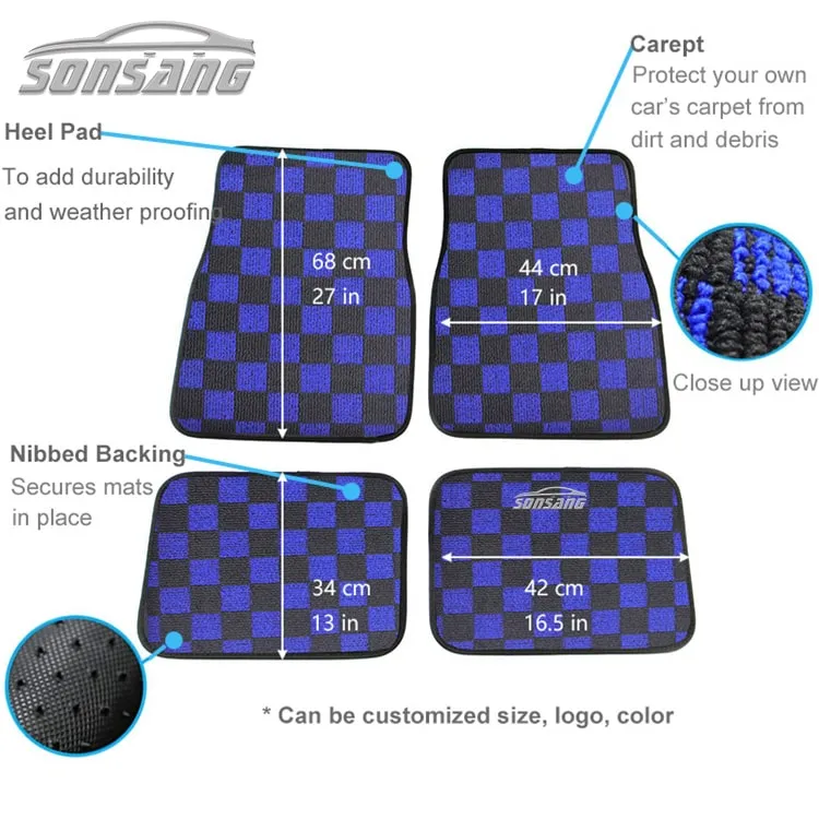 Sonsang Full Set 4 Piece Universal Custom Carpet Floor Mat Car Accessories Car Mats for All Vehicles