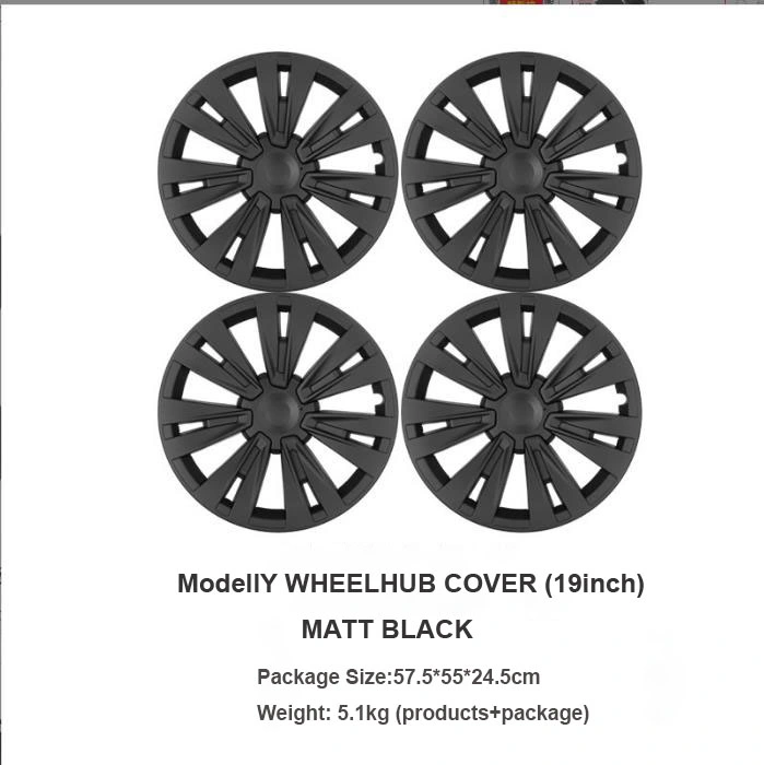 New Arrival 4PCS for Tesla Model Y Wheel Cover Hubcaps 19 Inch Wheel Hub Cover for Model Y Replacement Steering Wheel Rim Protector Kit