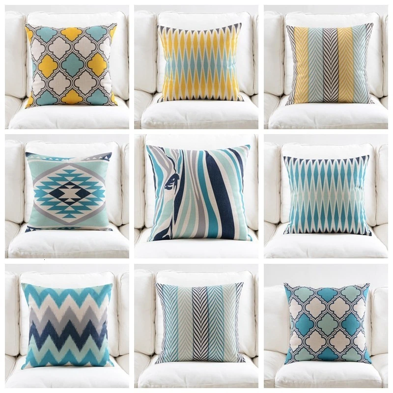 High Quality Cushion Covers Custom Colorful Modern Geometric Fabric Art Car Pillows Square Seat Car Decor Printed Cushion