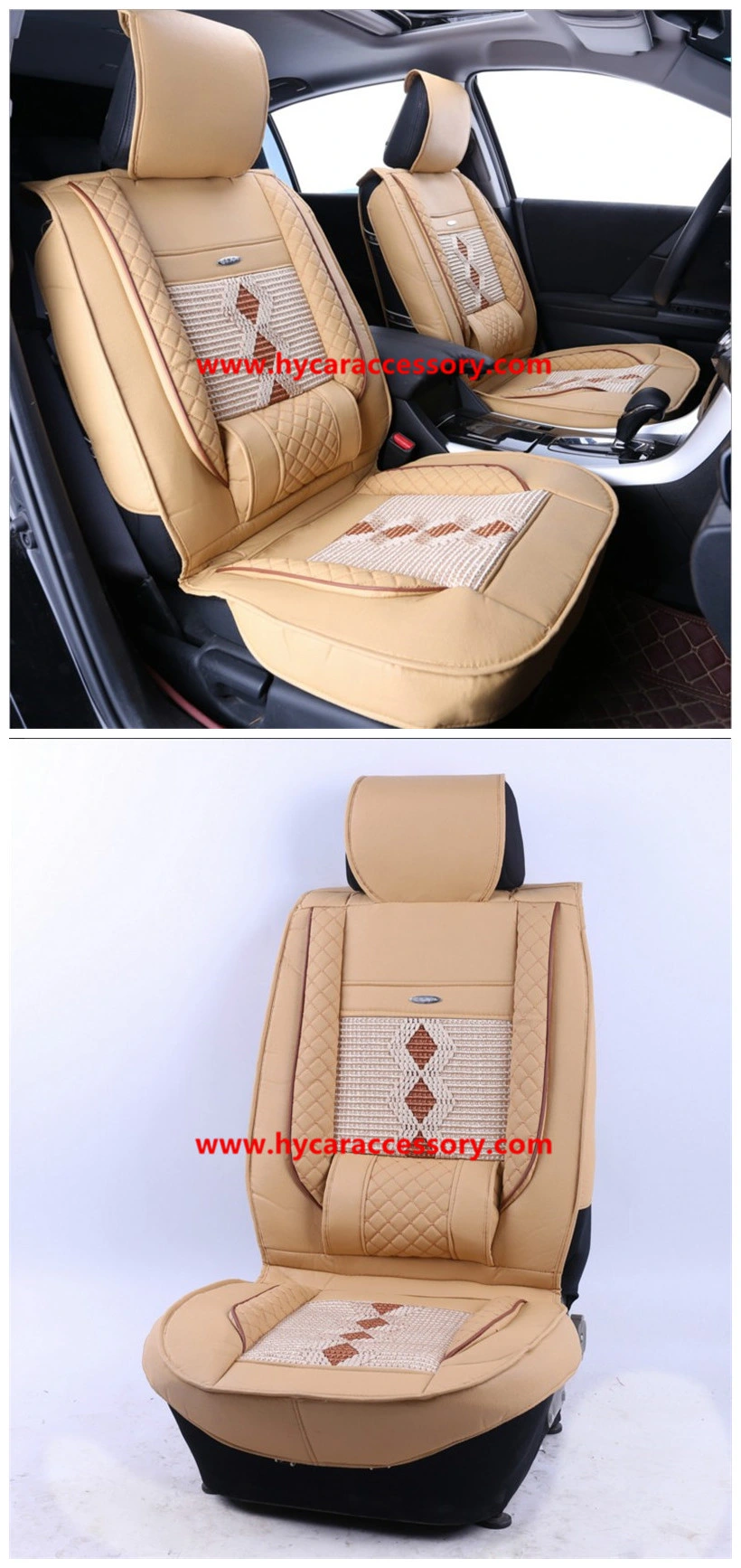 Car Accessories Car Decoration Cover Universal Brown Ice Silk PU Leather Auto Car Seat Cushion